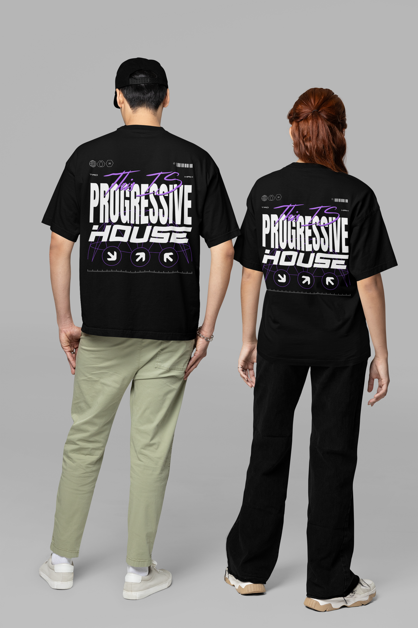 Progressive House Premium Oversized T-Shirt – Classic Backprint Purple | TIPH