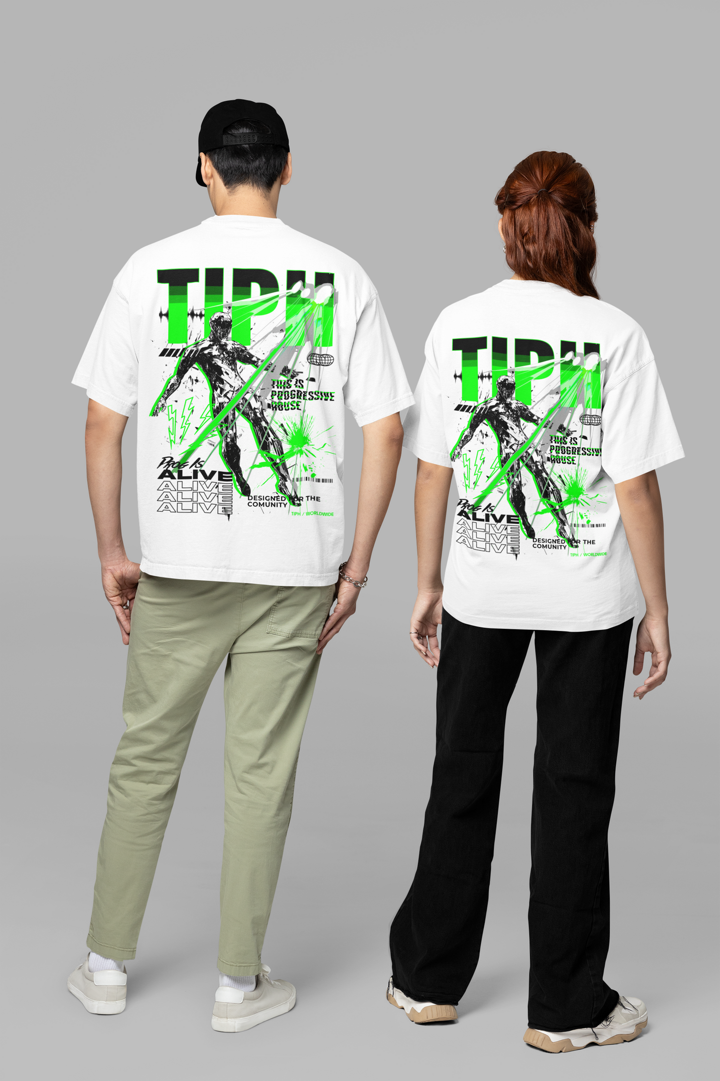 Progressive House Regular Fit T-Shirt – Floating Man Backprint Green | TIPH