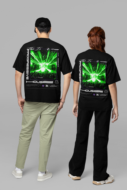Progressive House Regular Fit T-Shirt — Lasers Backprint Green | TIPH