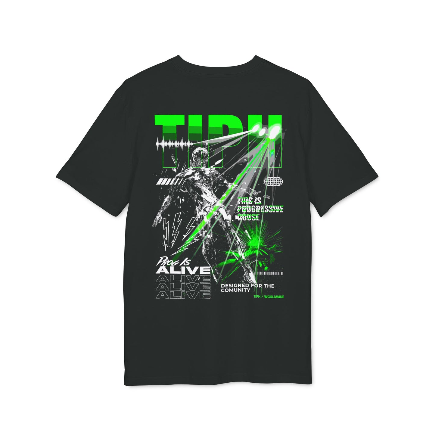 Progressive House Regular Fit T-Shirt – Floating Man Backprint Green | TIPH