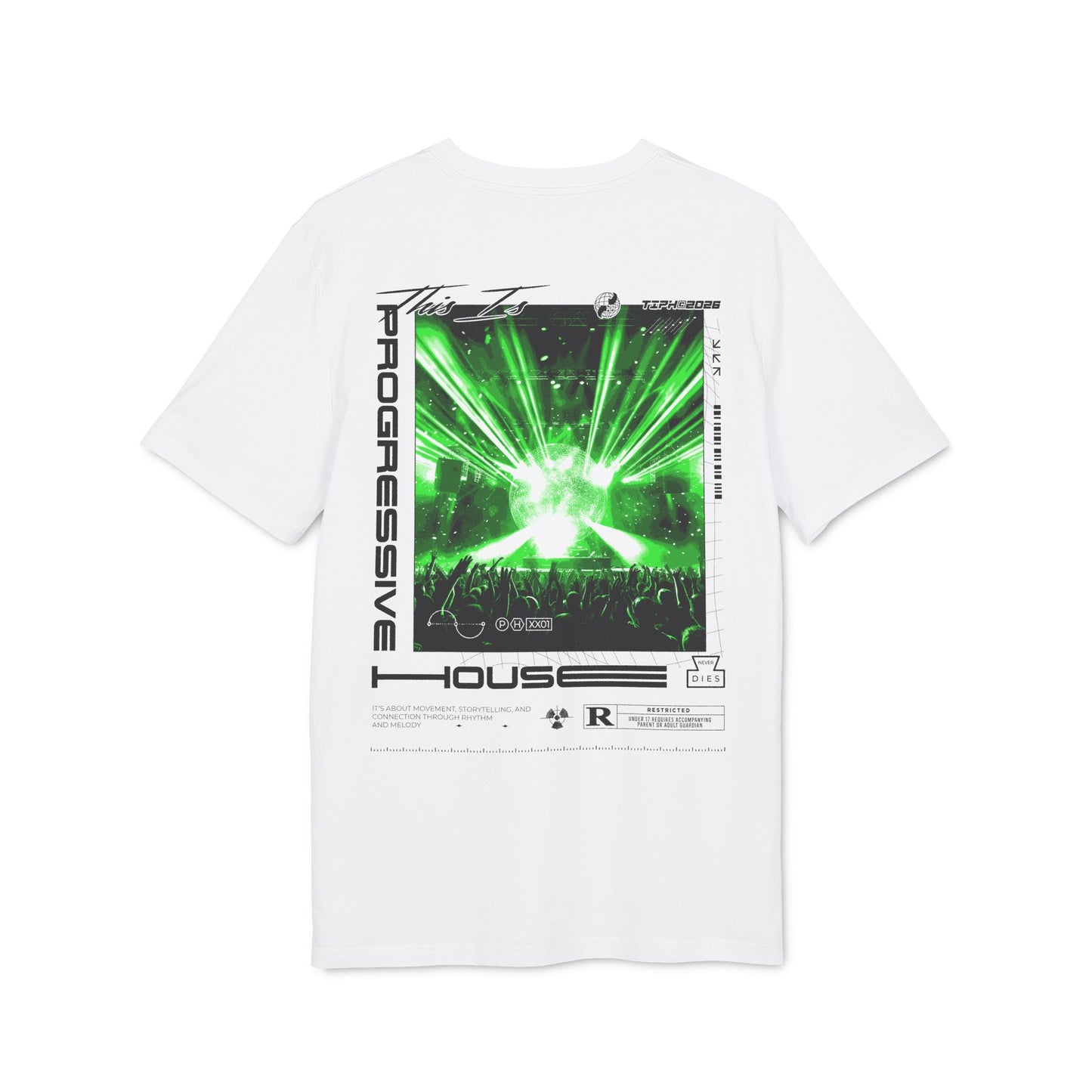 Progressive House Regular Fit T-Shirt — Lasers Backprint Green | TIPH