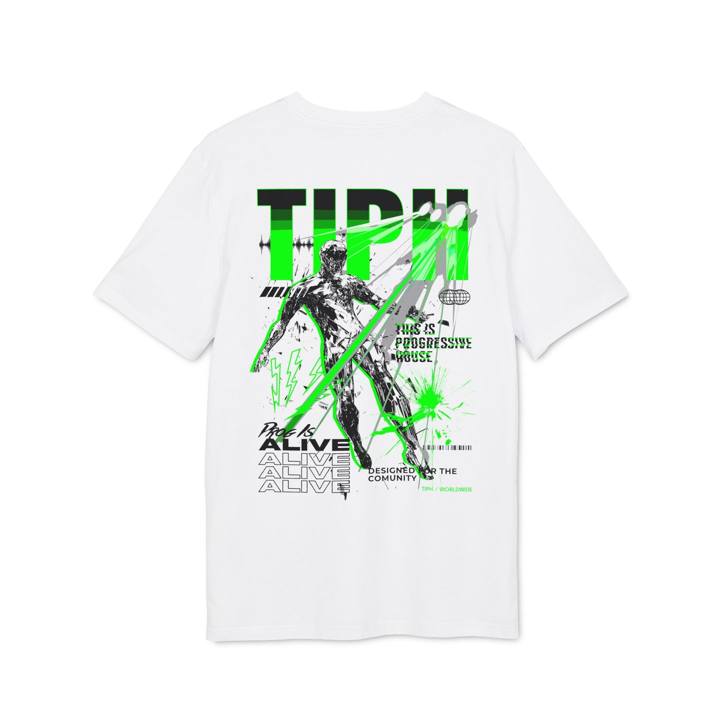 Progressive House Regular Fit T-Shirt – Floating Man Backprint Green | TIPH