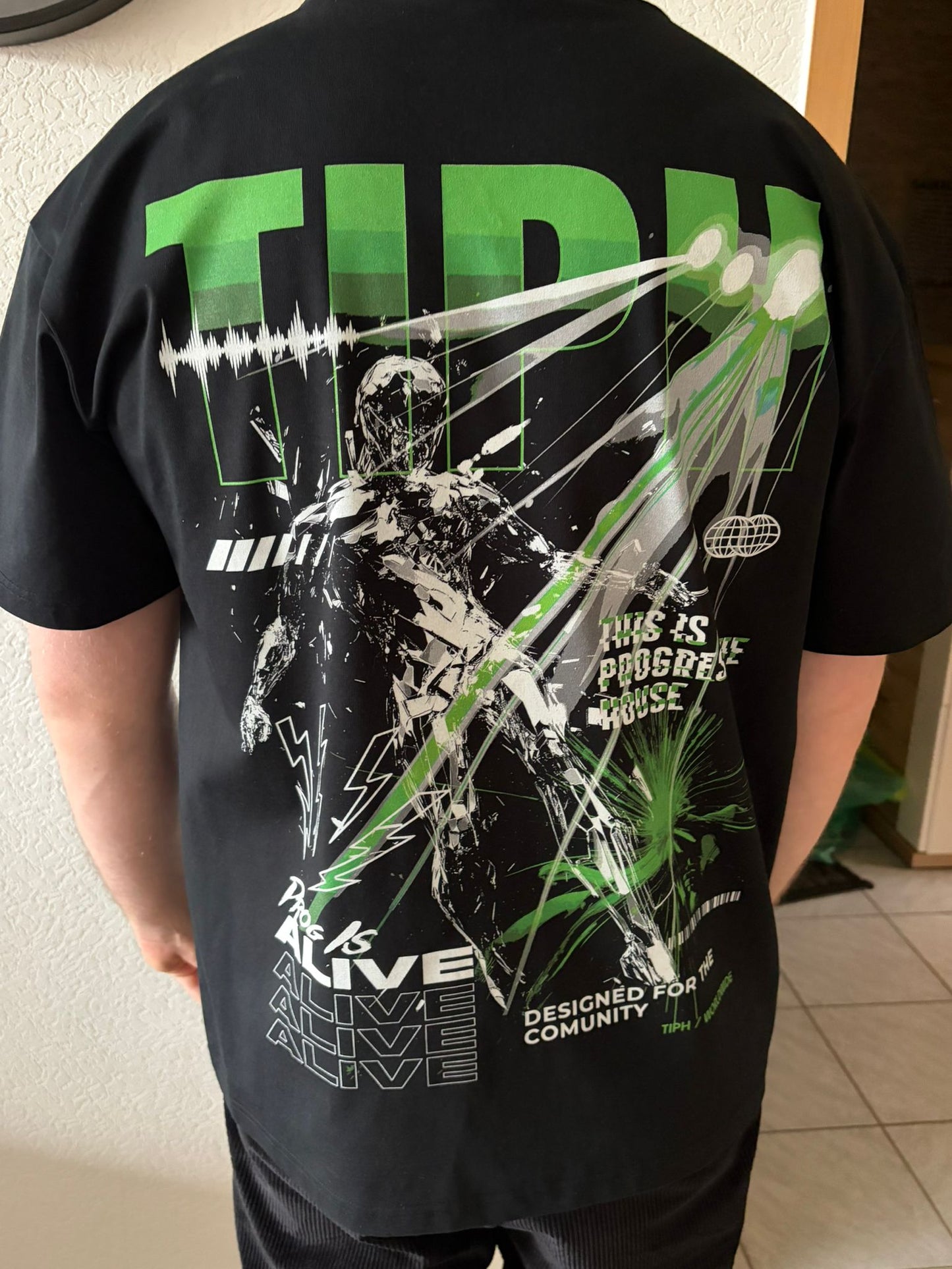Progressive House Premium Relaxed Tee — Floating Man Backprint | TIPH