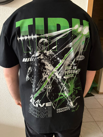 Progressive House Premium Relaxed Tee — Floating Man Backprint | TIPH